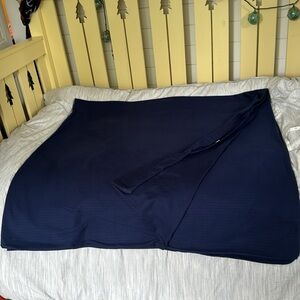 Duvet Cover & Shams 84”x84” (Full double?) Cotton Navy w/ faint Pinstrip…
